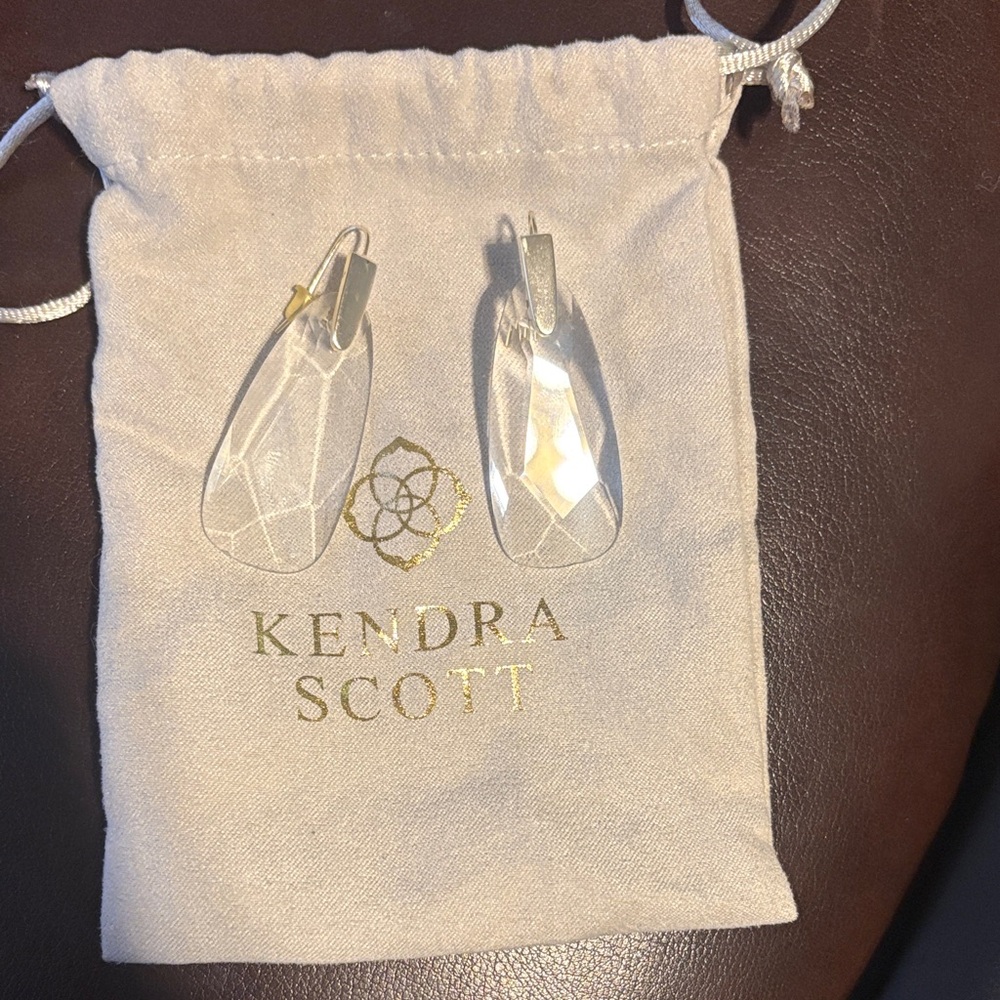 Kendra Scott Maize Gold and Clear Drop Earrings
